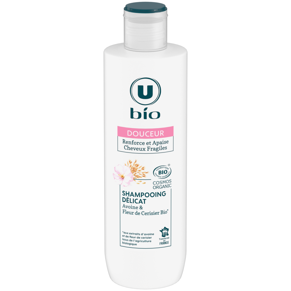 U BIO Shampooing  Cheveux fragiles, lait d'avoine et fleur de cerisier - 250ml