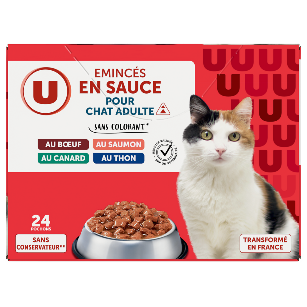 U Sachets fraicheur pour chat sauce viandes & poissons 24x100g