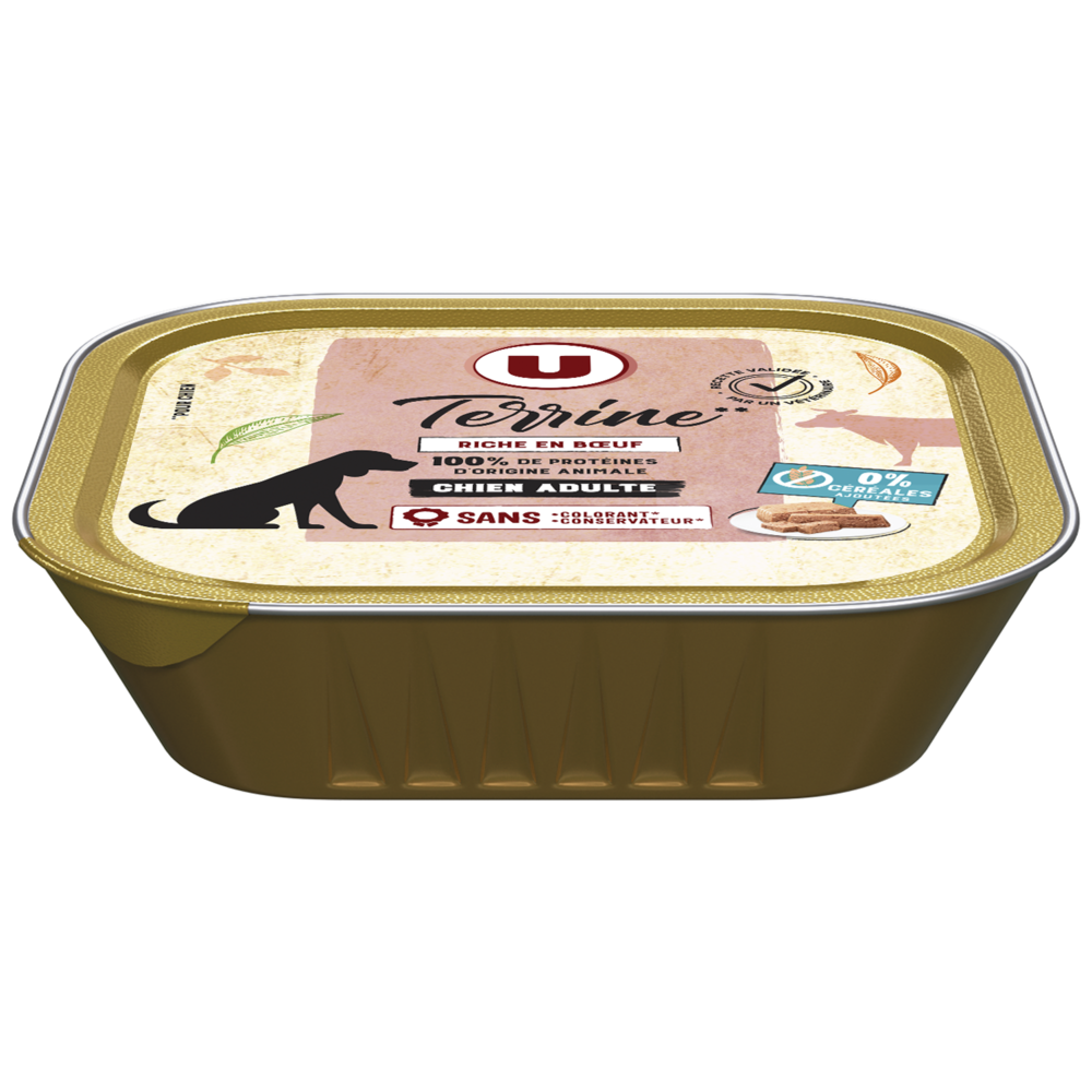 U Aliment pour chien Terrine sans céréales riche en Boeuf  150G