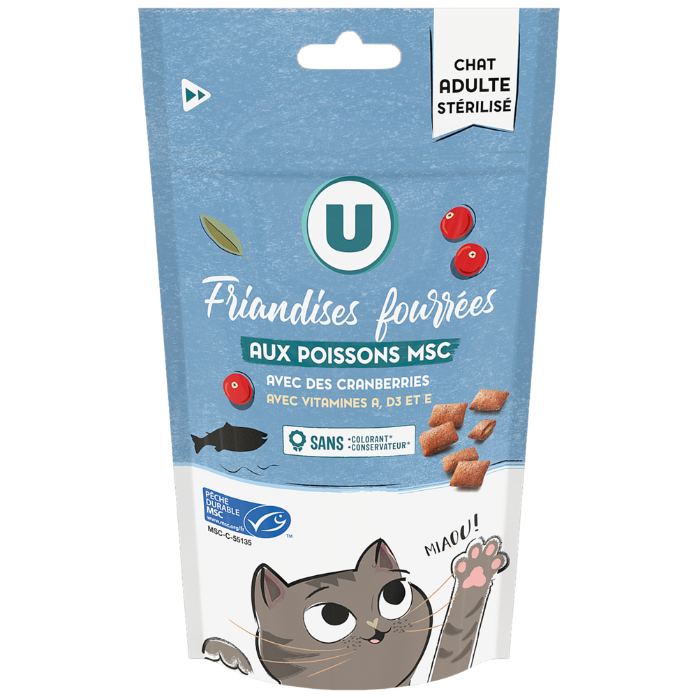 U Friandises fourrées au poisson MSC pour chat stérilisé 60g