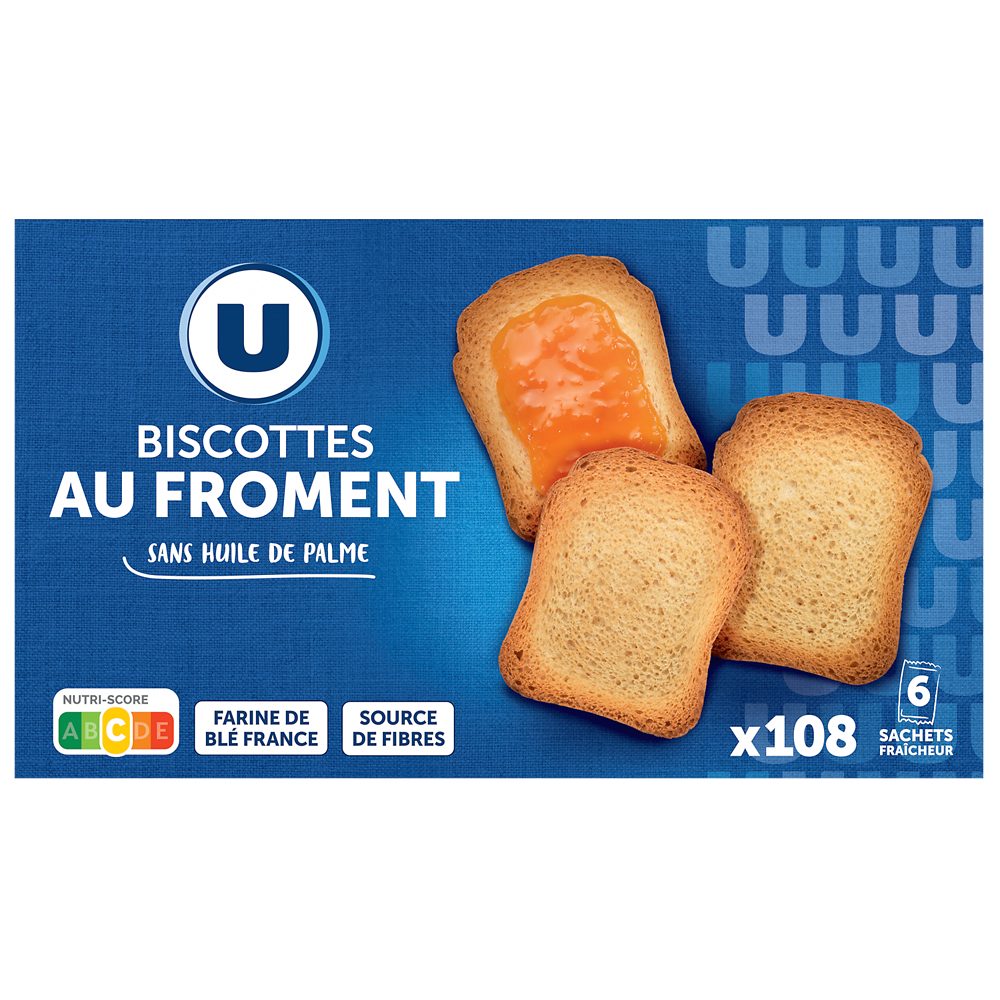 U Biscottes froment antichoc  x108   -  900g