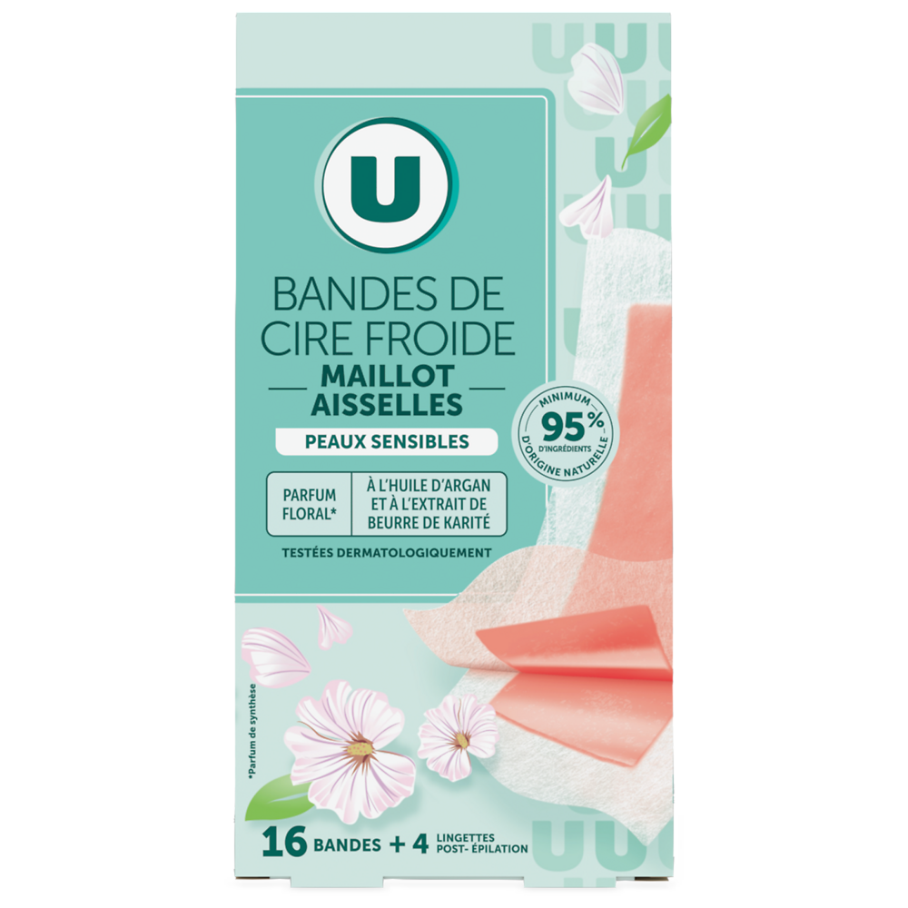 U Bande de cire froide pour maillot et aisselles, 2x8