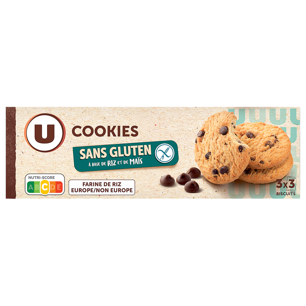 U SANS GLUTEN Cookies pépites chocolat sans gluten 150g