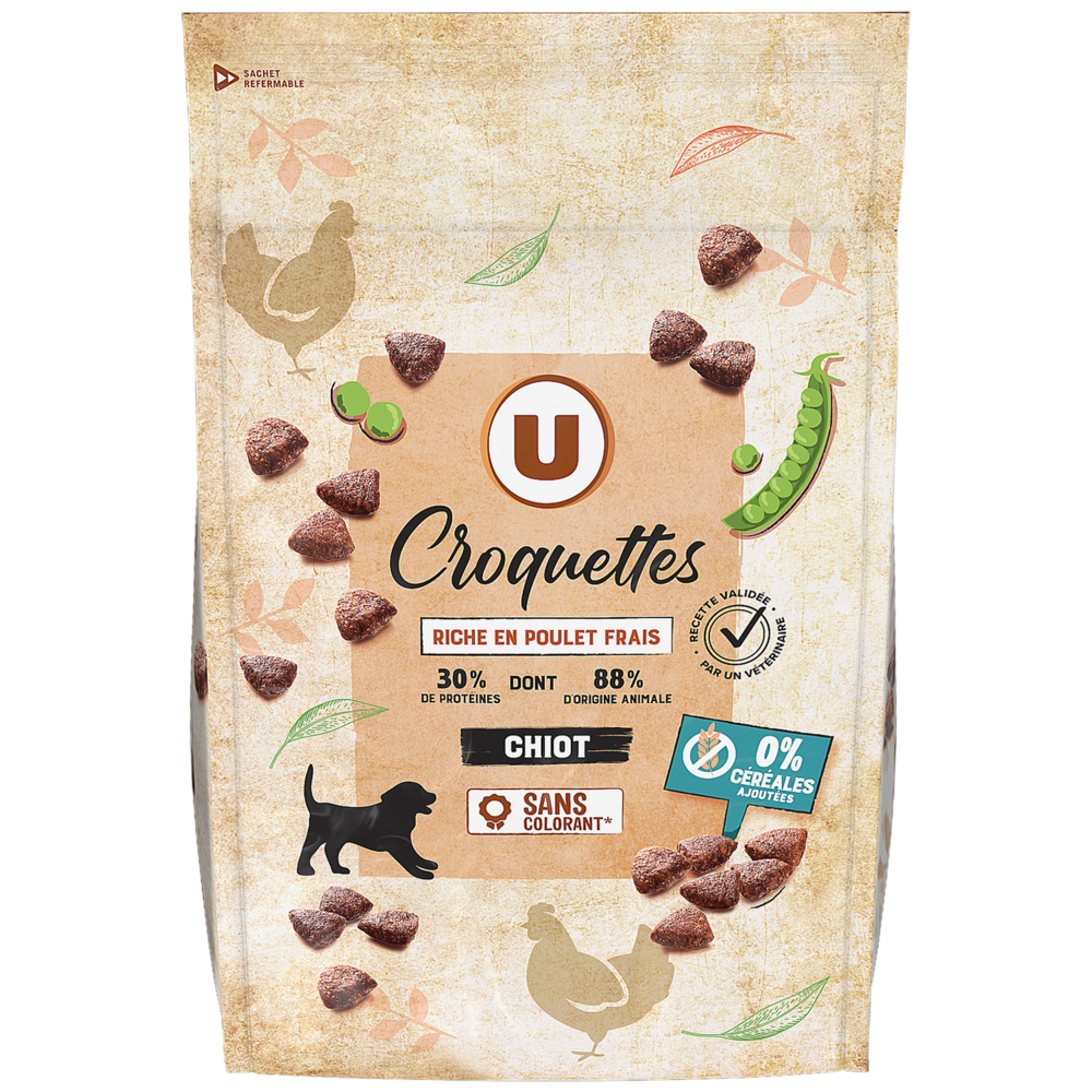 U Croquettes sans céréales riche en poulet frais pour chiot  1,5kg