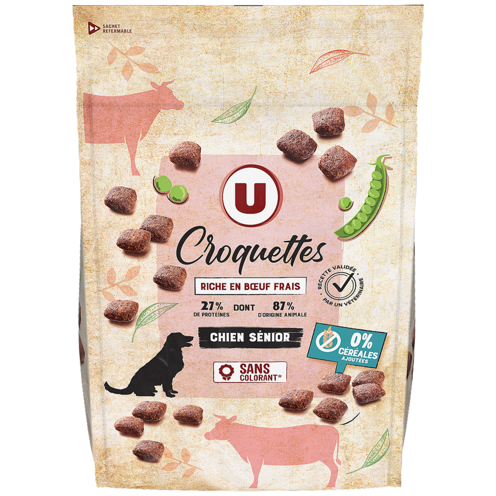 U Croquettes pour chien senior sans céréales riche en boeuf frais  3kg