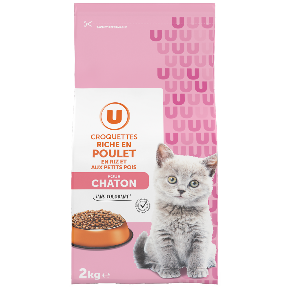 U Croquettes riches en poulet pour chaton  2kg