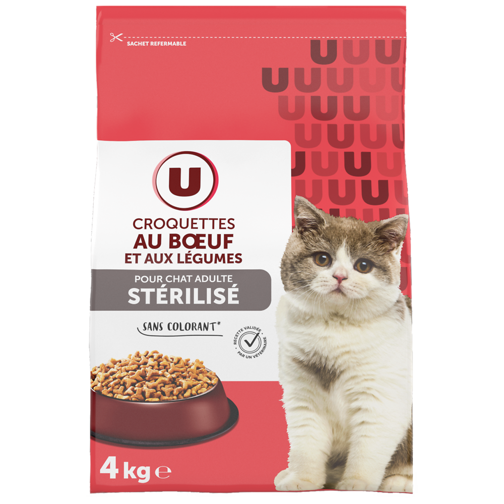 U Croquettes pour chat stérilisé au boeuf & aux légumes 4kg