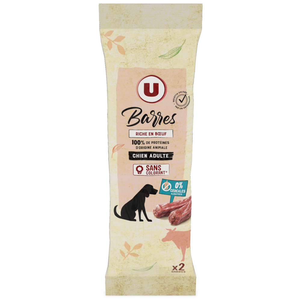 U Friandises Barres haute nutrition riche en viandes pour chien 2x20g