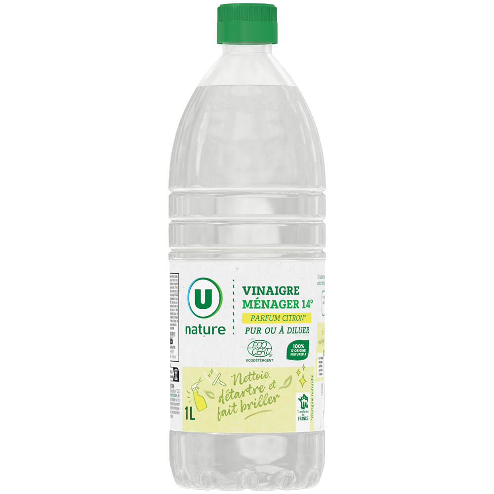 U NATURE Vinaigre ménager parfum citron 14° 1l.