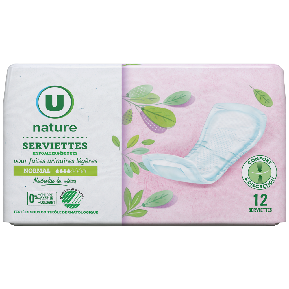 U NATURE Serviettes incontinence normal x12