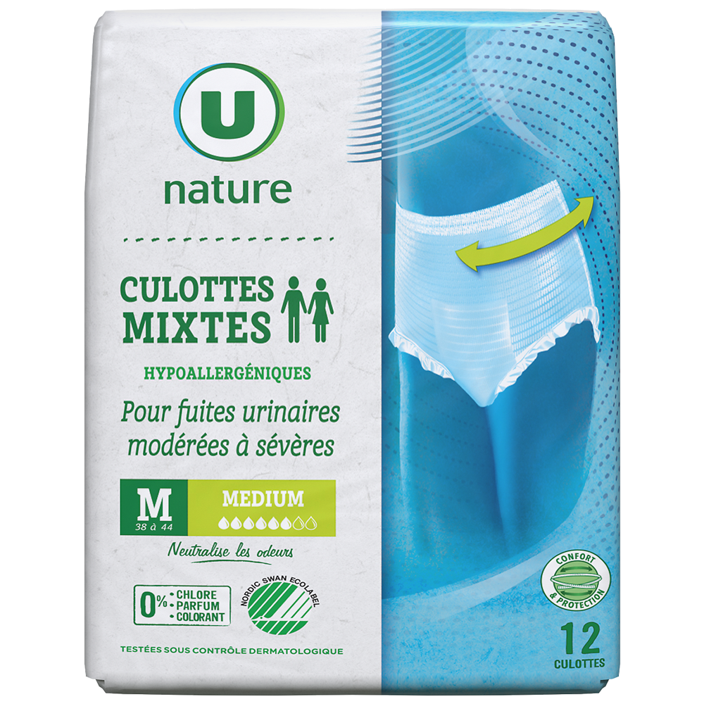 U NATURE Culottes incontinence mixte - Taille M - x12