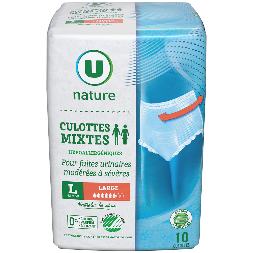 U NATURE Culottes incontinence mixte - Taille L -, x10