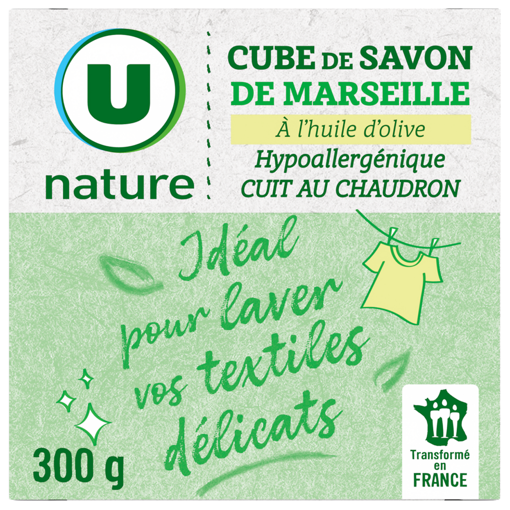 U NATURE Cube de savon de Marseille olive étui 300g