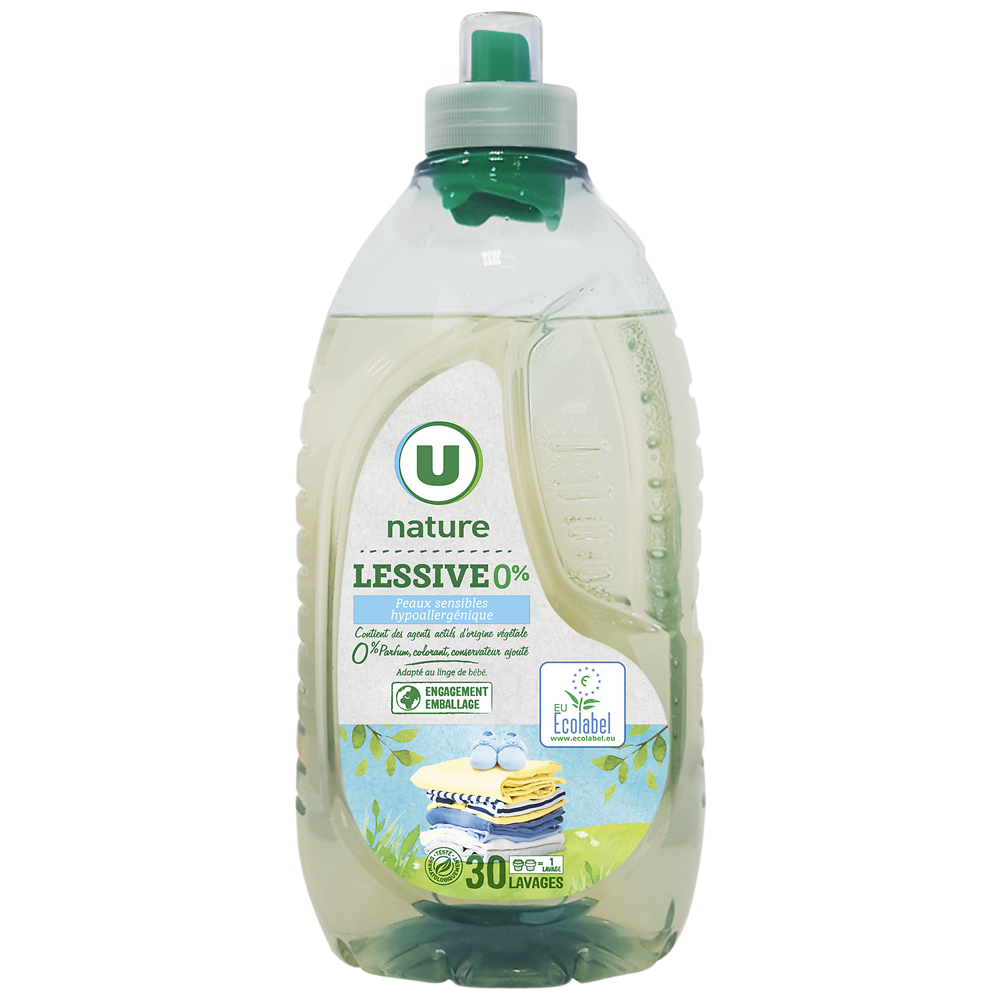 U NATURE Lessive liquide 0%  30 lavages 1,5L