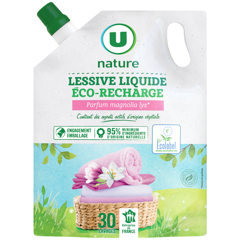 U NATURE Lessive liquide magnolia-lys recharge 1,5 litres 30 lavages