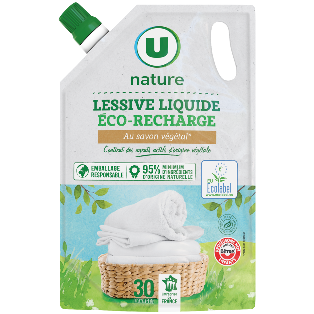 U NATURE Lessive liquide au savon végétal 30 lavages - 1,5L