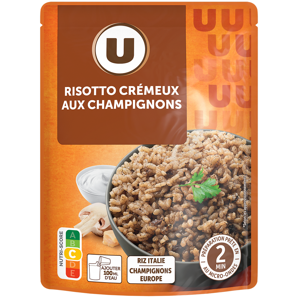 U Risotto crémeux aux champignons sachet micro ondable 2' 250g