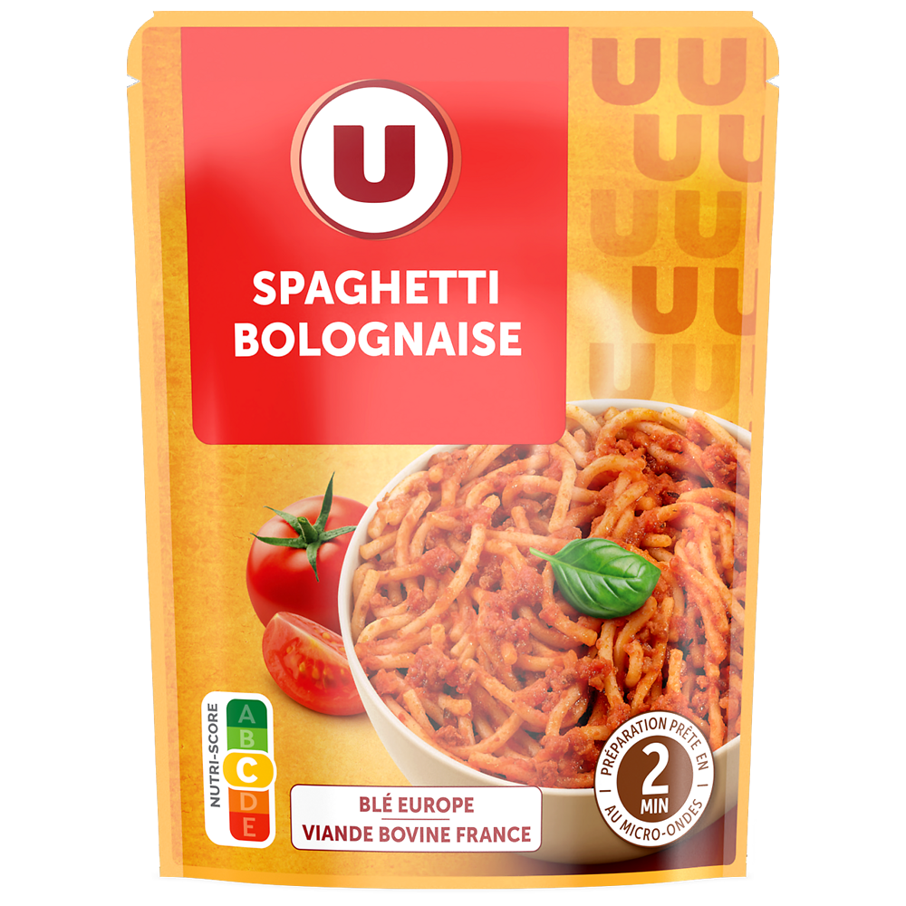 U Spaghetti bolognaise micro-ondable 2' doy pack 250g