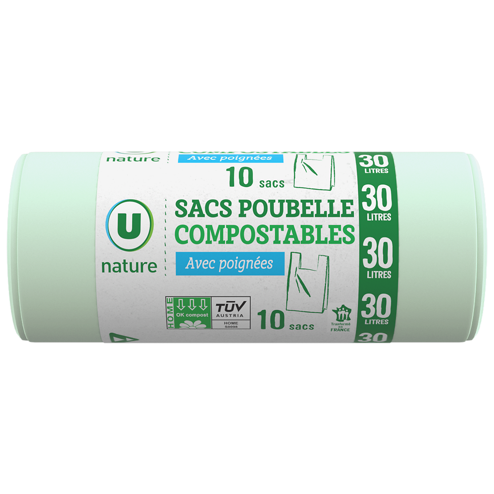 U NATURE Sacs poubelles compostables 10x30L