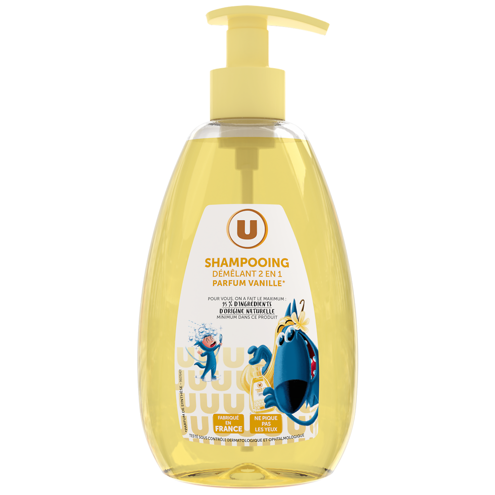 U Shampooing démêlant Enfant, Parfum vanille - Pompe 490ml