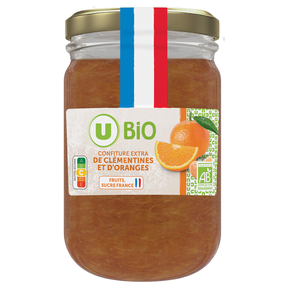 U BIO Confiture extra de clémentines et d'orange (fruits, sucre France)  pot280g