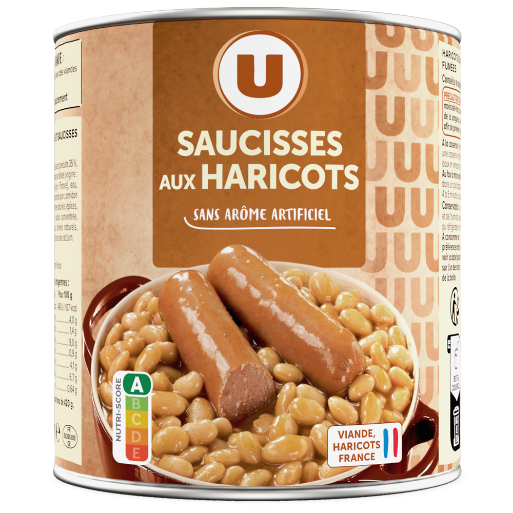 U Saucisse haricot boîte 4/4 840g