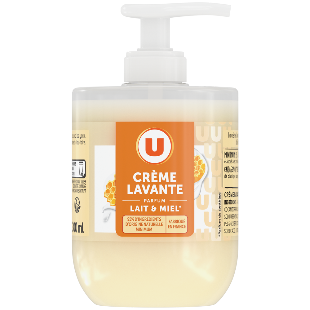 U Crème lavante lait et miel 300ml