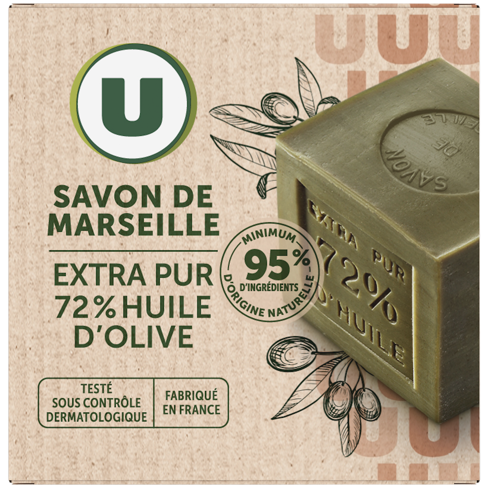 U Savon de marseille extra pur olive, 300g