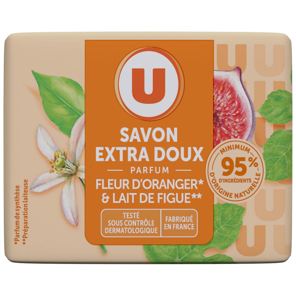 U Savon extra doux fleur d'oranger lait figue, 100g