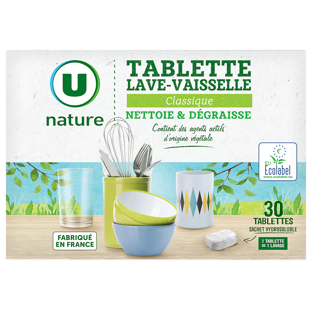 U NATURE Tablettes lave-vaisselle classique x30