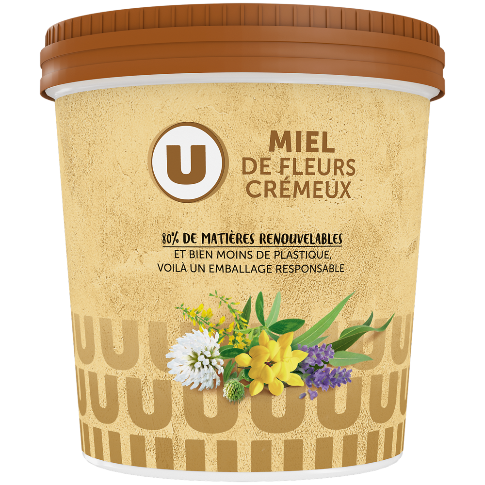 U Miel de fleurs cremeux pot carton 1kg