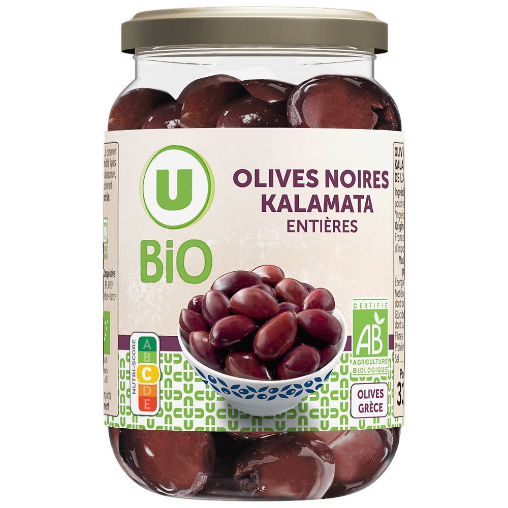 U BIO Olives noires au naturel Kalamata 200g