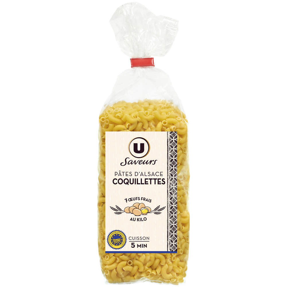 U SAVEURS Coquillettes aux oeufs IGP d'Alsace SAVEURS sachet 250g