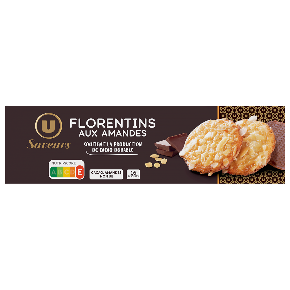 U SAVEURS Biscuits florentins chocolat au lait 100g