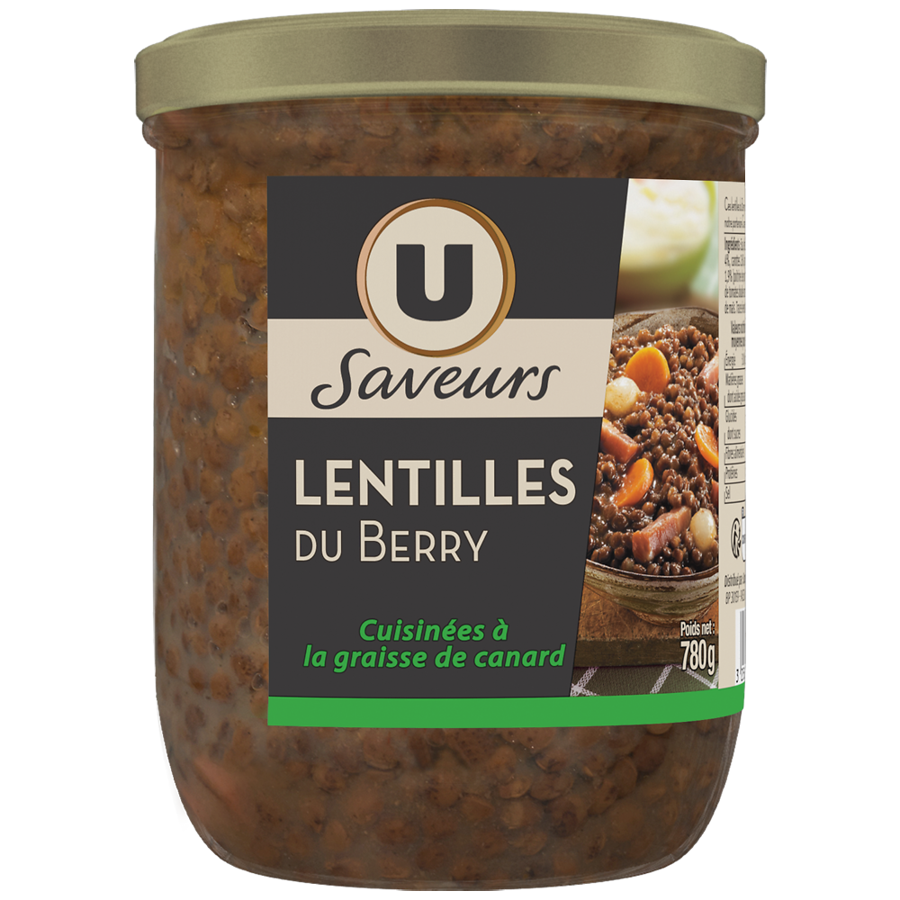 U SAVEURS Lentilles de berry cuisinées à la graisse canard 780g