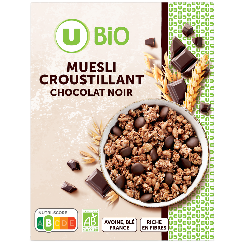 U BIO Müesli croustillant au chocolat noir  500G