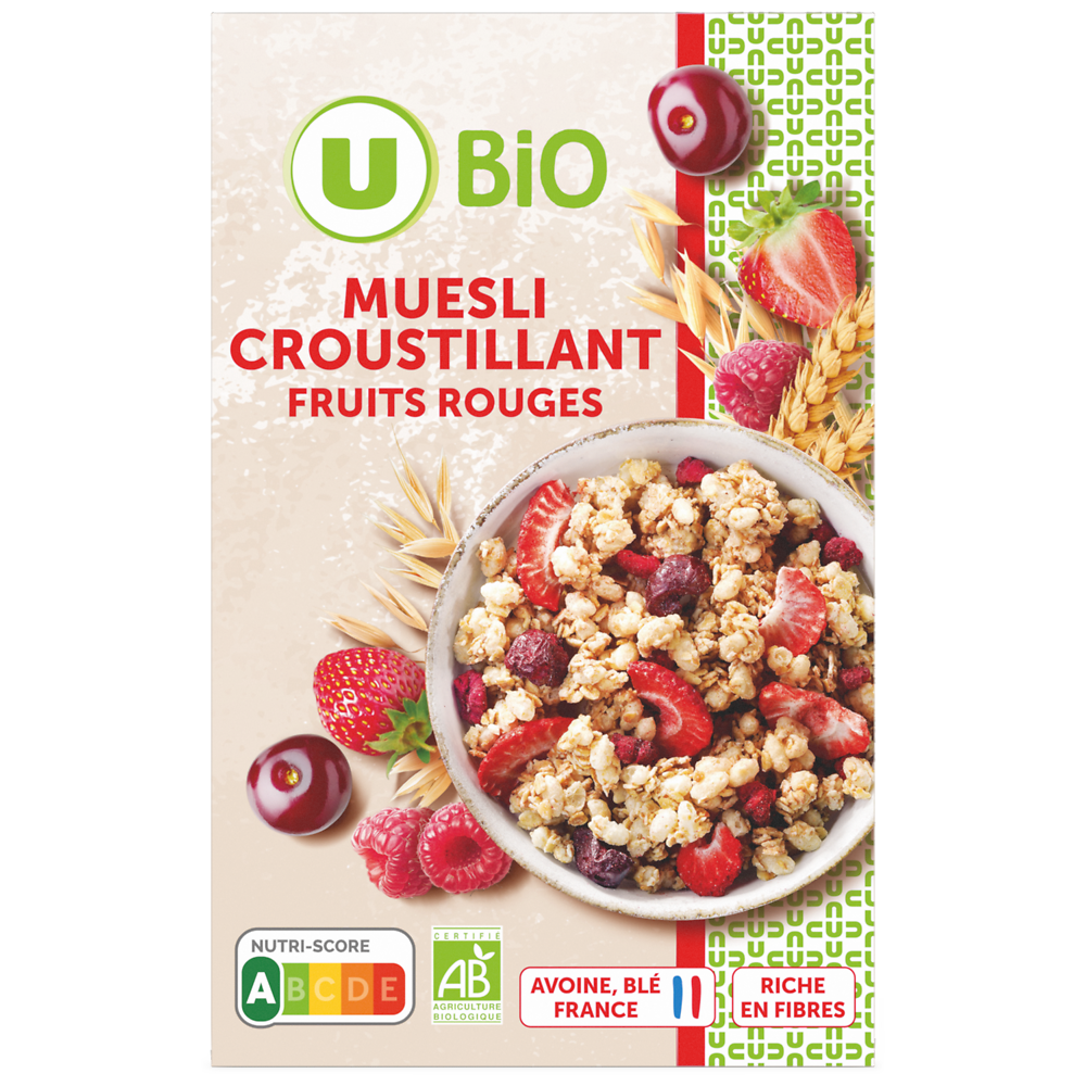 U BIO Muesli croustillant fruits rouges sachet 350g