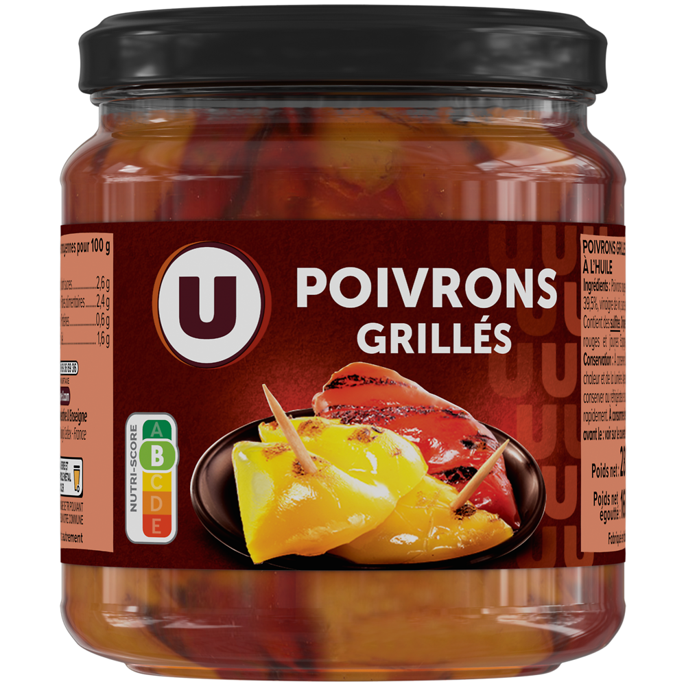 U Poivrons grillés rouges et jaunes à l'huile 280g