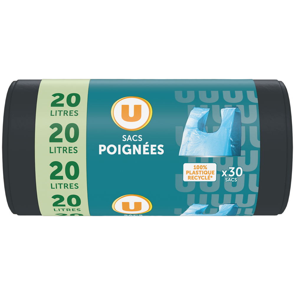 U Sacs poubelle à poignées multi-usages 30 x 20 litres