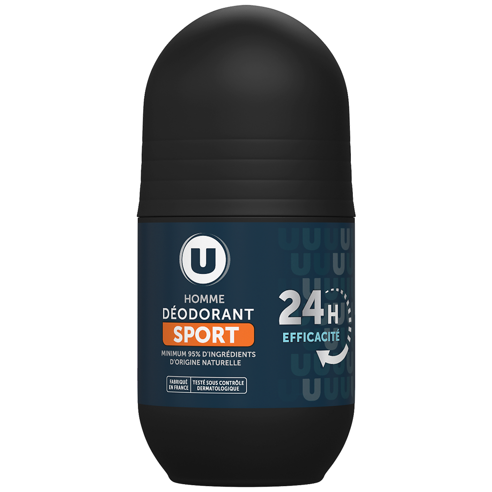 U Déodorant homme efficacité sport 24h, bille roll on 50ml