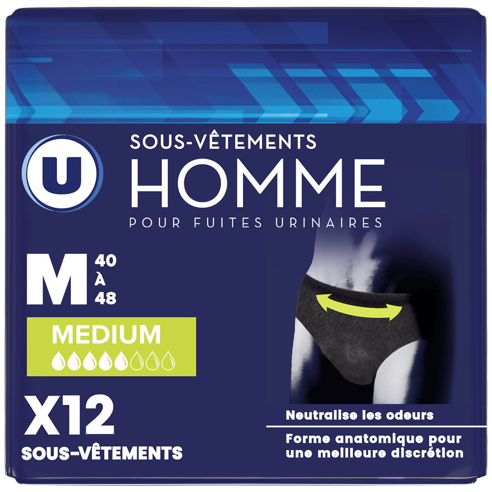 U Sous-vêtements incontinence homme médium x12