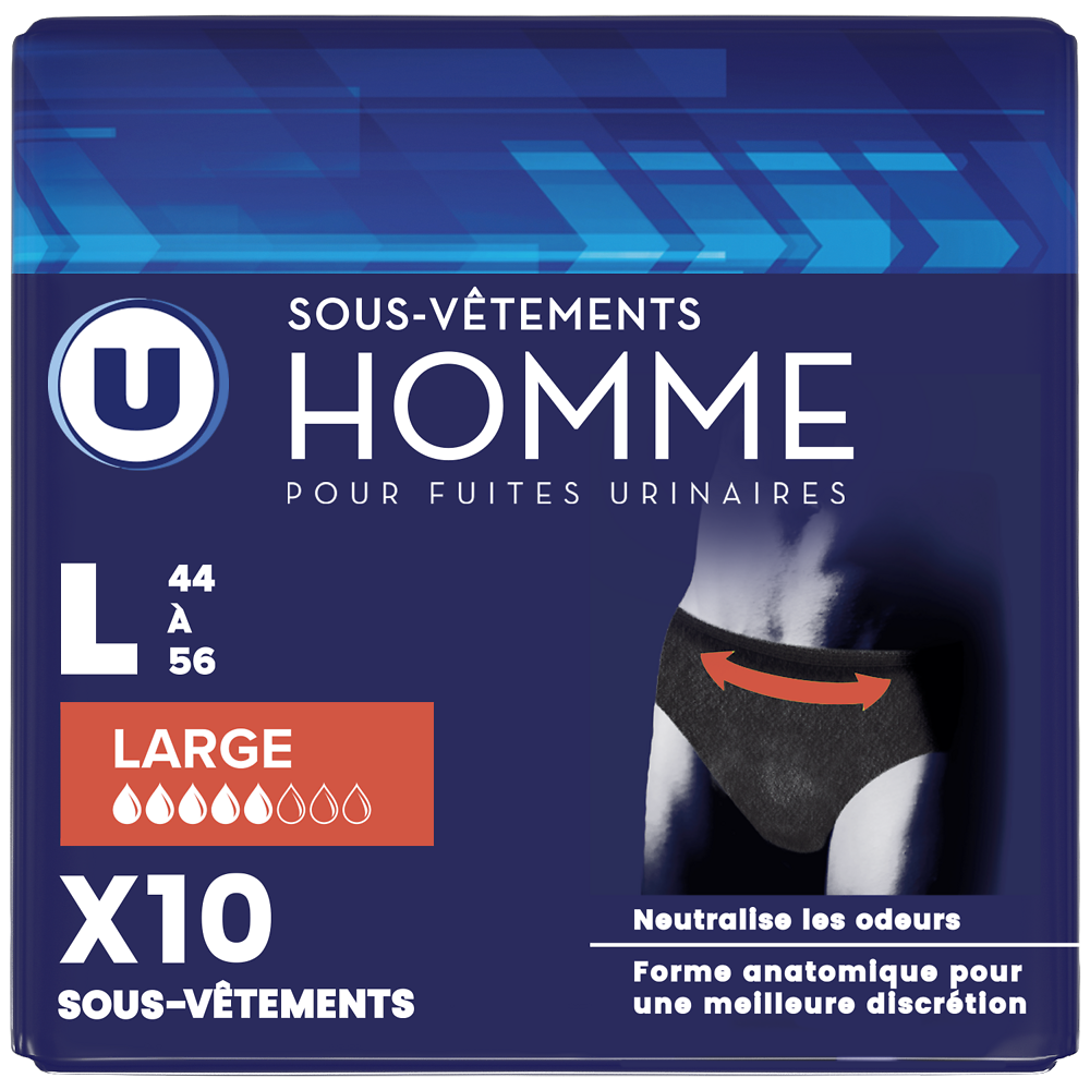 U Sous-vêtements incontinence homme - Taille L - x10