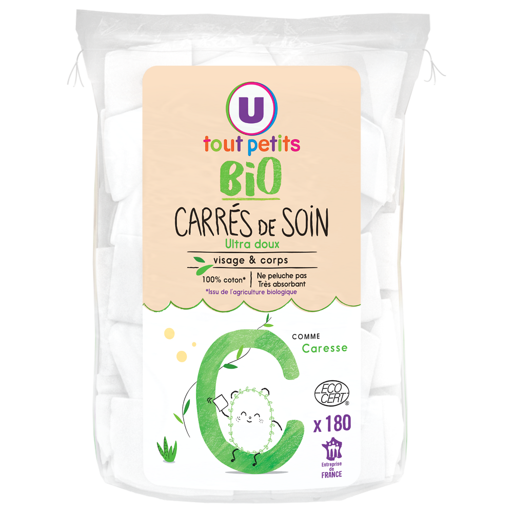 U TOUT PETITS Coton carré de soin bio x180