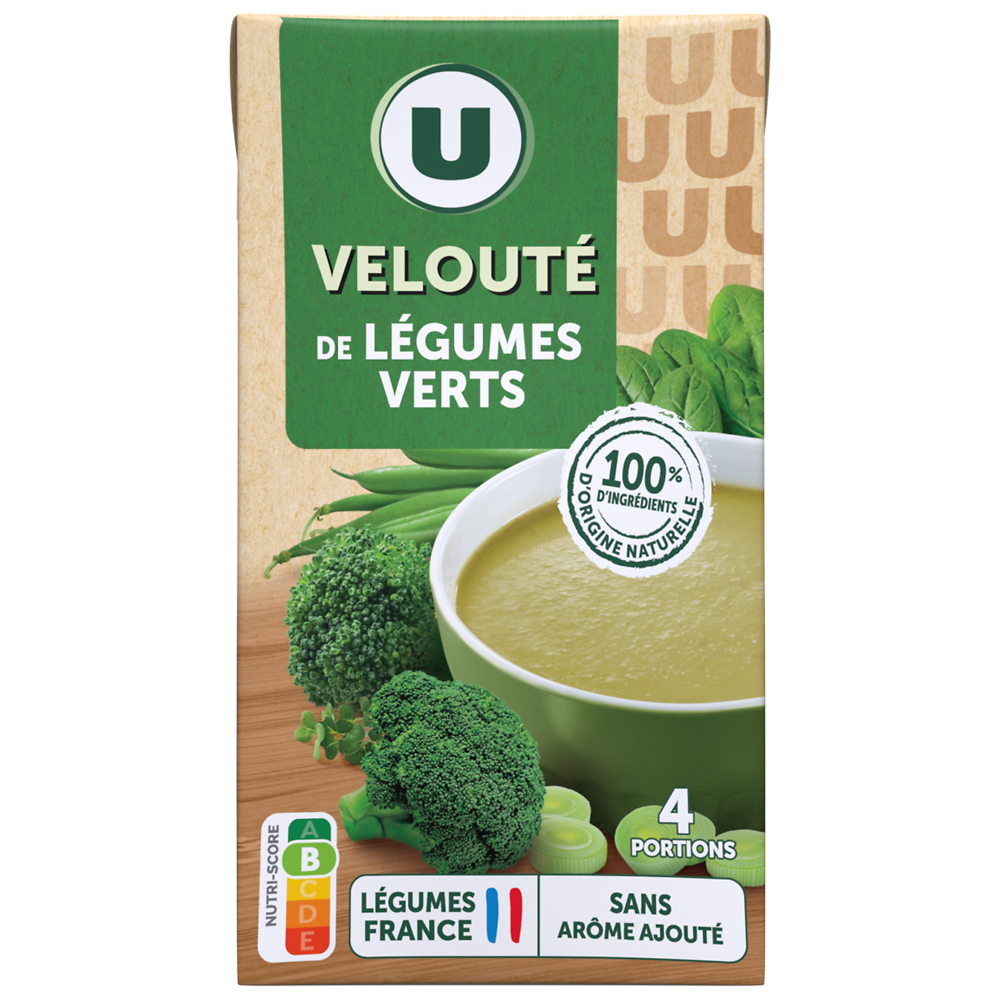 U Soupe Velouté légumes verts aromatisé brique 1 litre