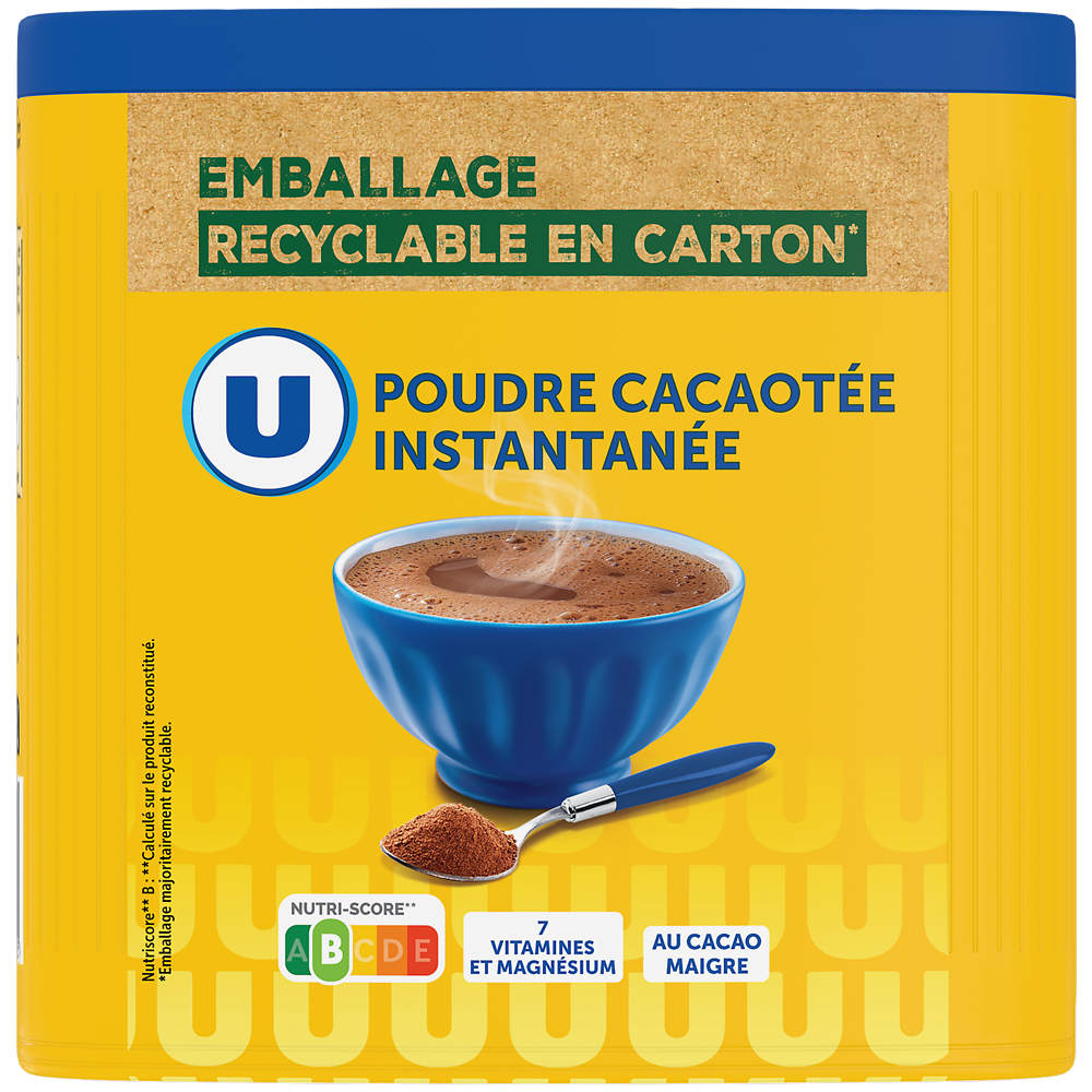 U Poudre cacaotée instantanée 20% de cacao  450g