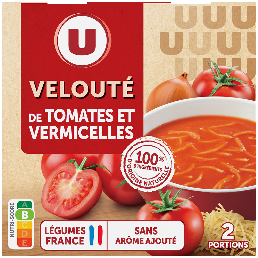 U Soupe Velouté de tomate vermicelles brique 2x30Cl