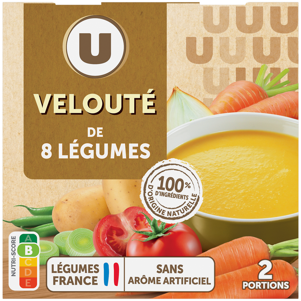 U Soupe Velouté aux 8 légumes brique 2x30cl 620g