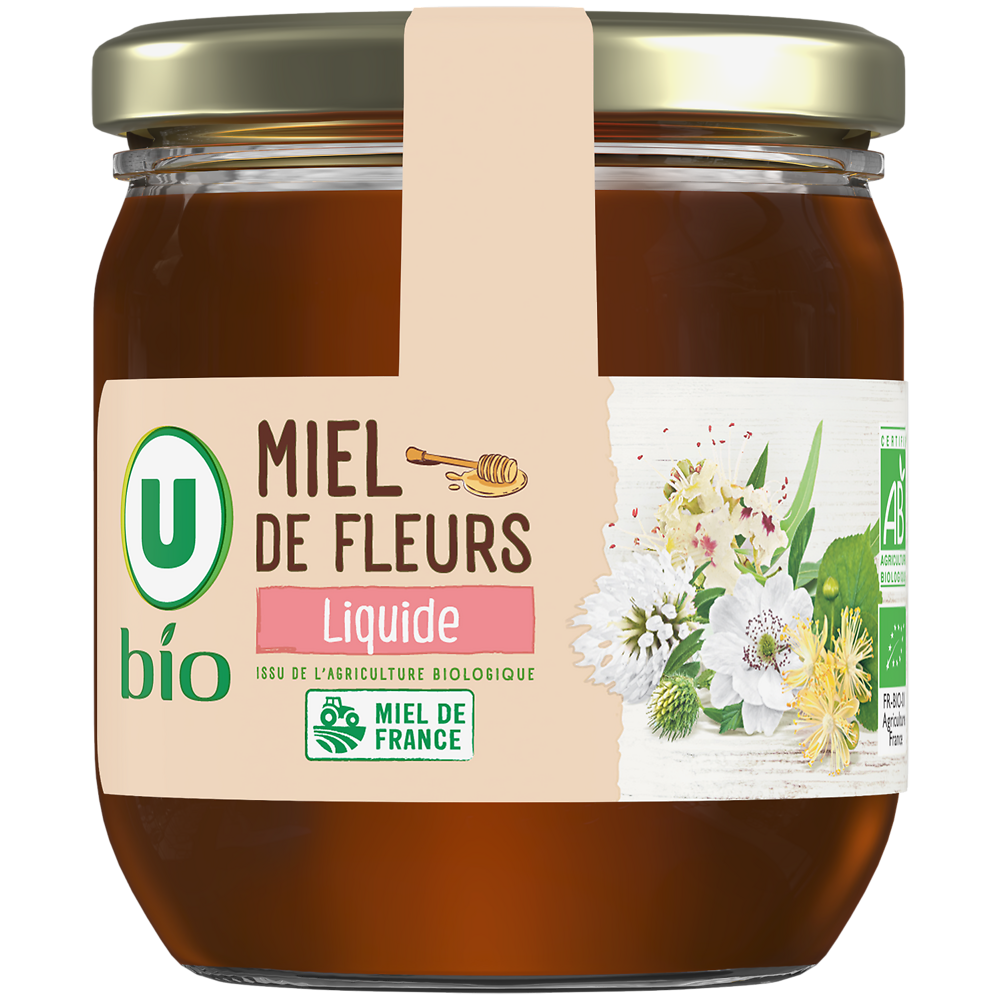 U BIO Miel de fleurs liquide bio - Pot verre 250g