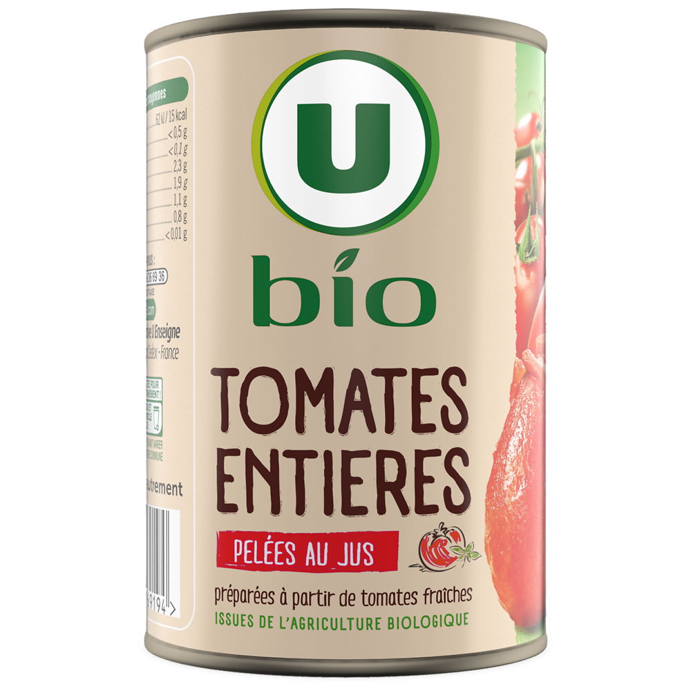 U BIO Tomates entières pelées boîte 1/2 238g