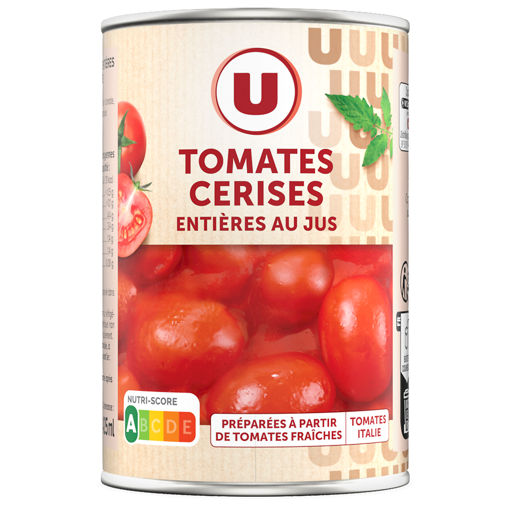 U Tomates cerises entières au jus - Boîte de 240g net égoutté